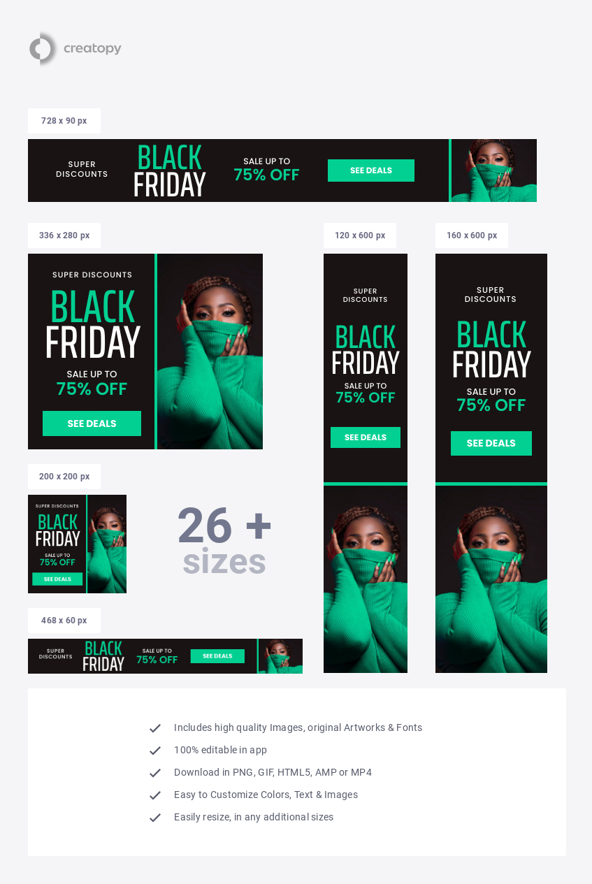 Green Black Friday Super Discounts - display