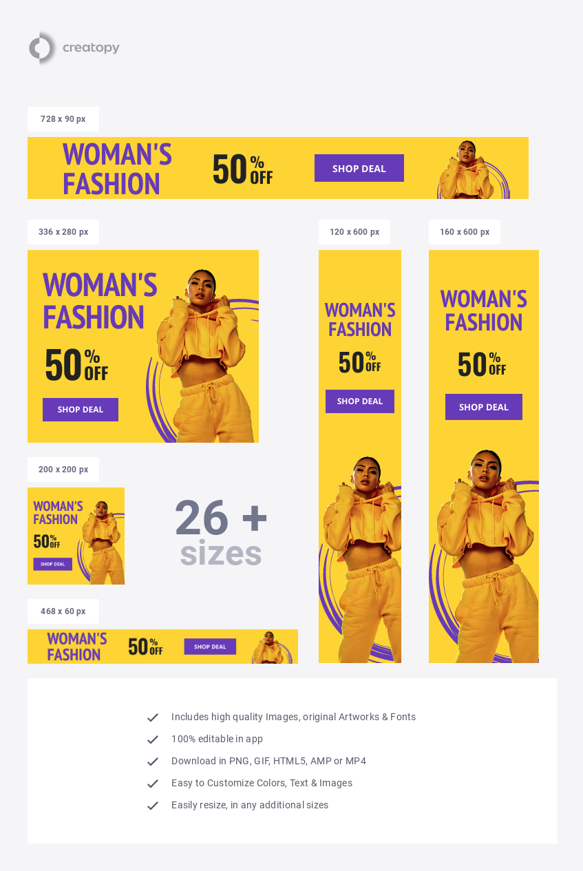 Yellow Purple Woman's Fashion Deal  - display