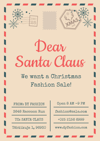 Dear Santa Claus Letter Fashion Sale Flyer