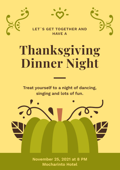 Thanksgiving Green Dinner Night Flyer 420x595