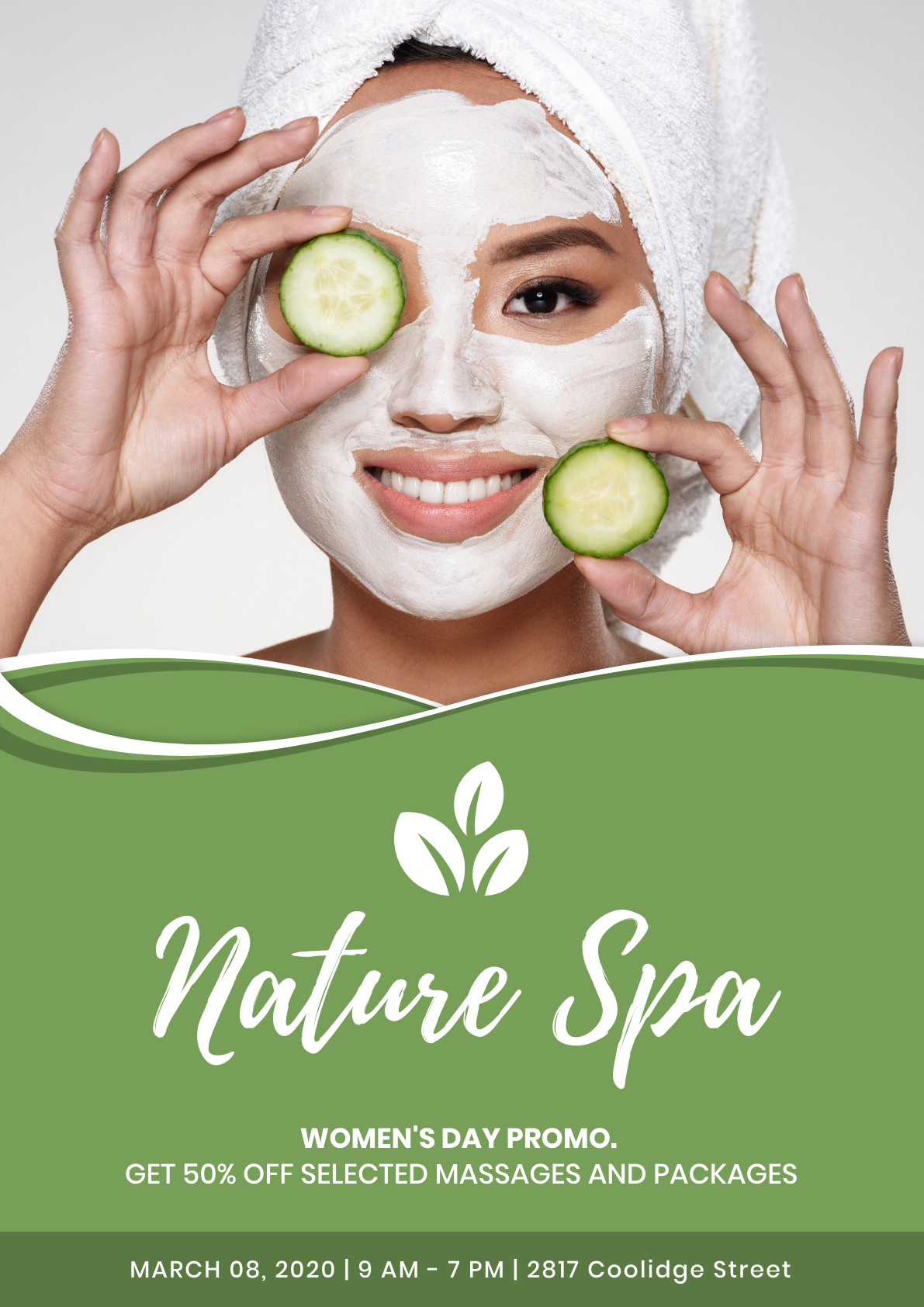 Nature Spa Cucumber Green Women's Day – Poster Template 1191x1684