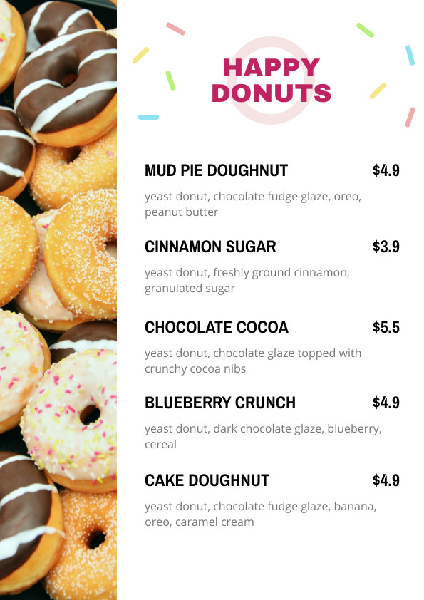 Colorful Happy Donuts – Menu Template