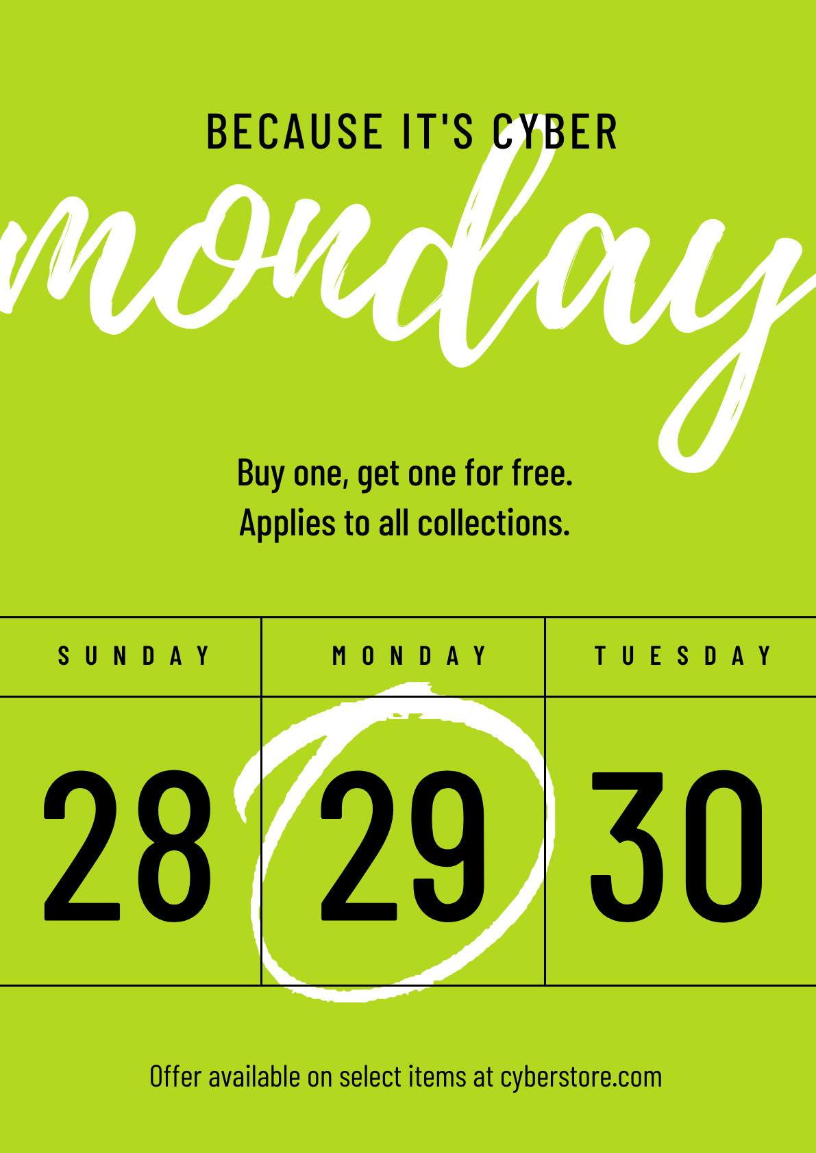 Because Lime Cyber Monday Poster