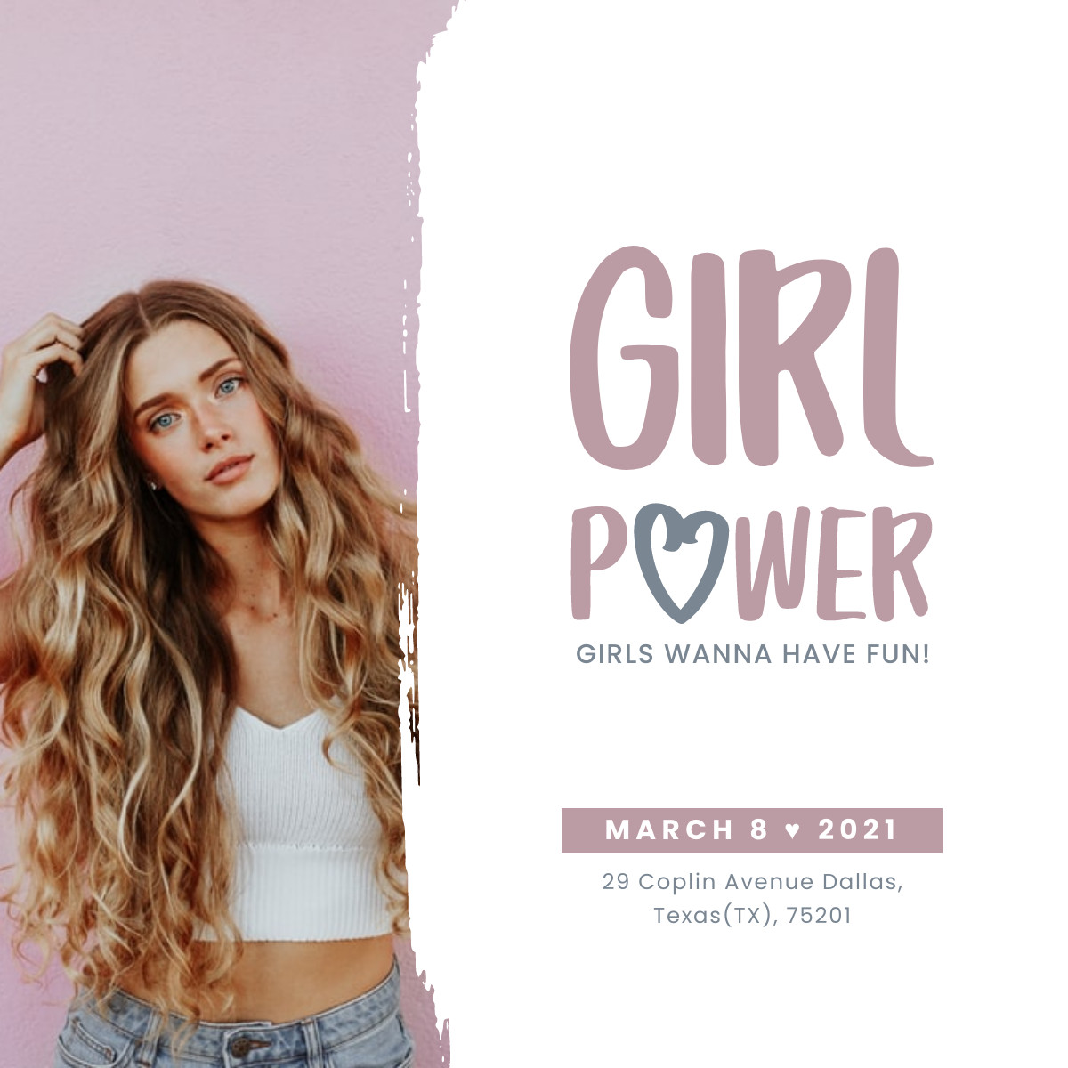 Girl Fun Power Women's Day Responsive Square Art 1200x1200