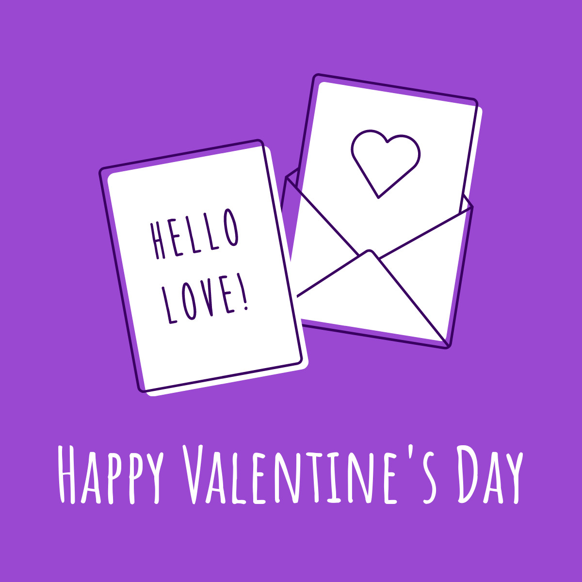 Hello Love Happy Valentine's Day Responsive Square Art 1200x1200