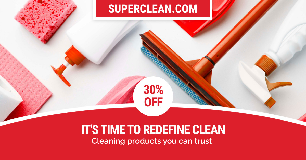 Super Red Cleaning Products Responsive Landscape Art 1200x628