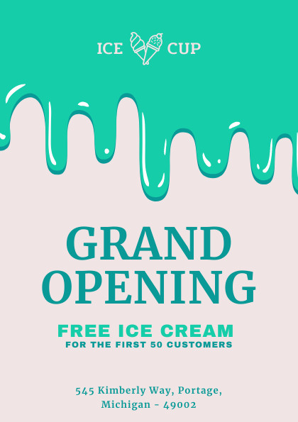 Grand Opening Green Ice Cream – Flyer Template