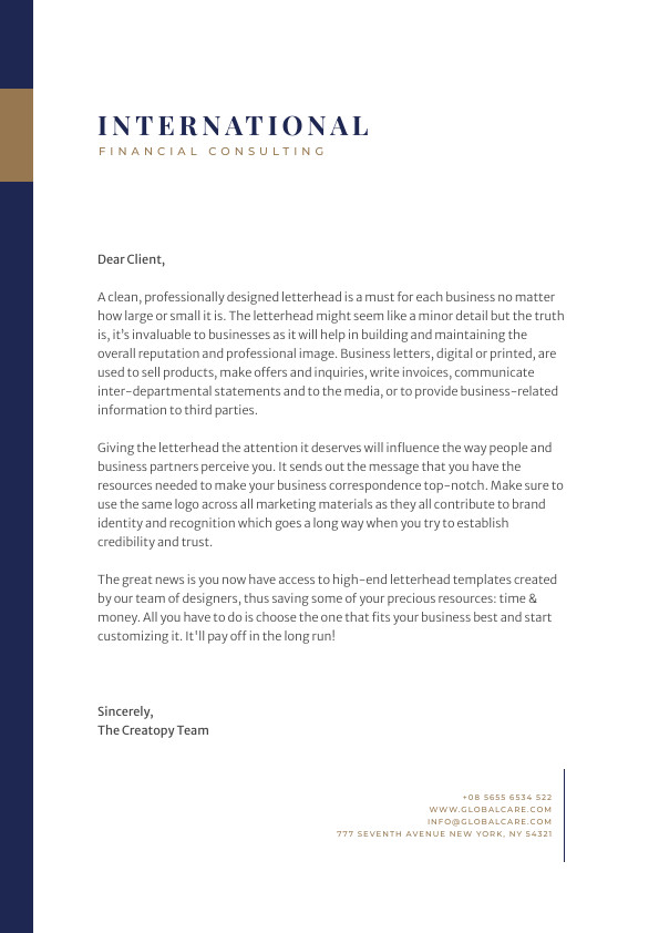 International Financial Consulting – Letterhead Template