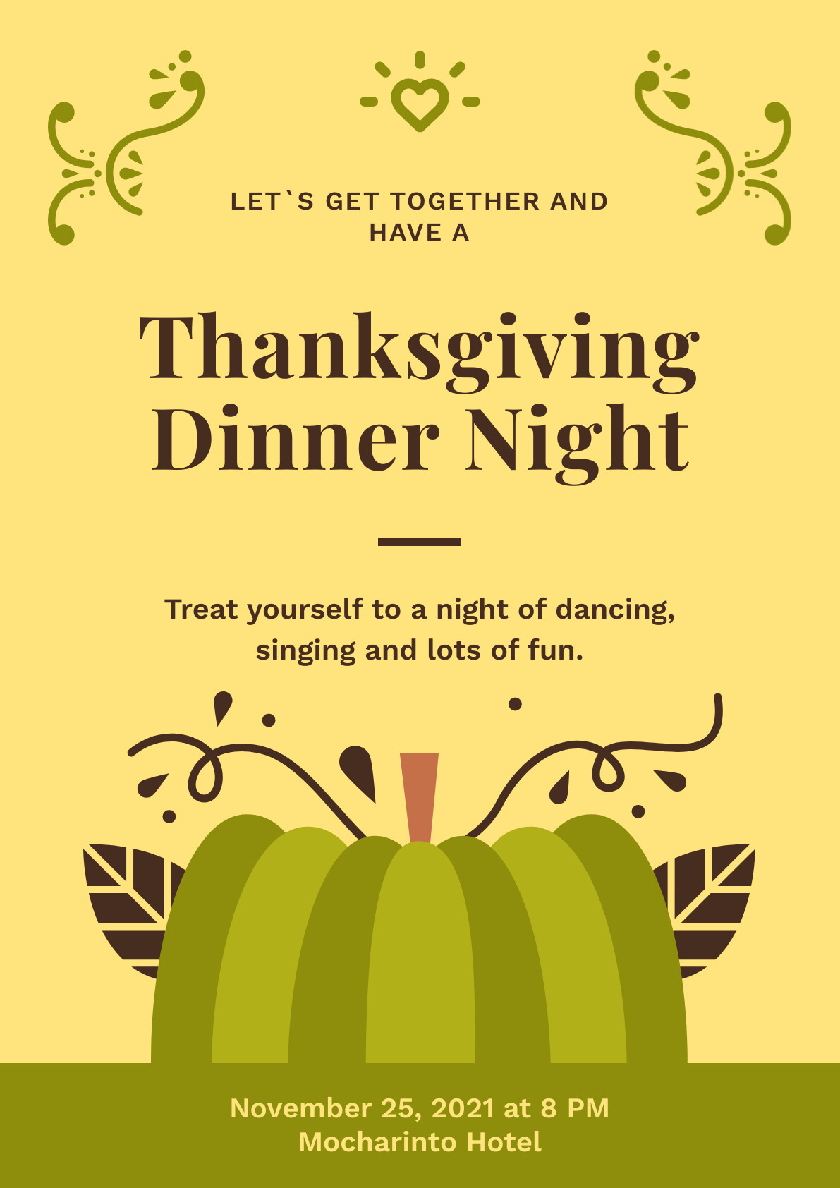 Thanksgiving Green Dinner Night Poster