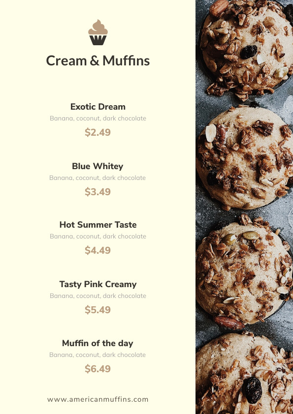 Cream and muffins – Menu Template