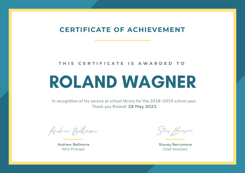 Roland Wagner – Certificate Template
