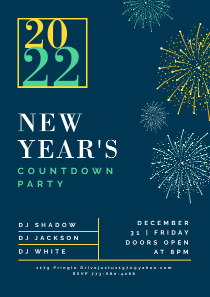 2022 New Year's Countdown Party Flyer
