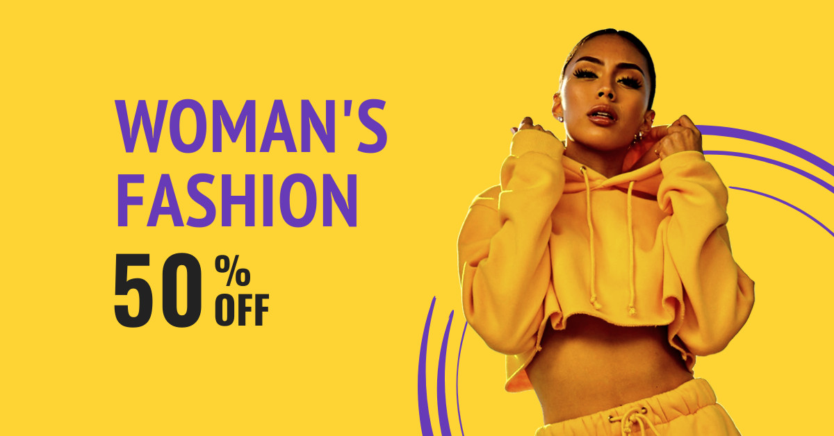 Yellow Purple Woman's Fashion Deal Responsive Landscape Art 1200x628