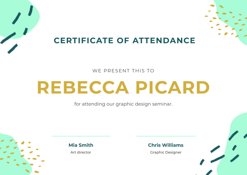 Rebecca Picard Graphic Design – Certificate Template