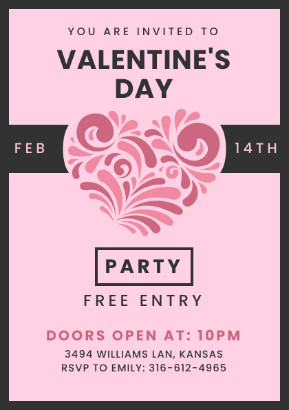 Valentine's Day Pink Heart Party Flyer