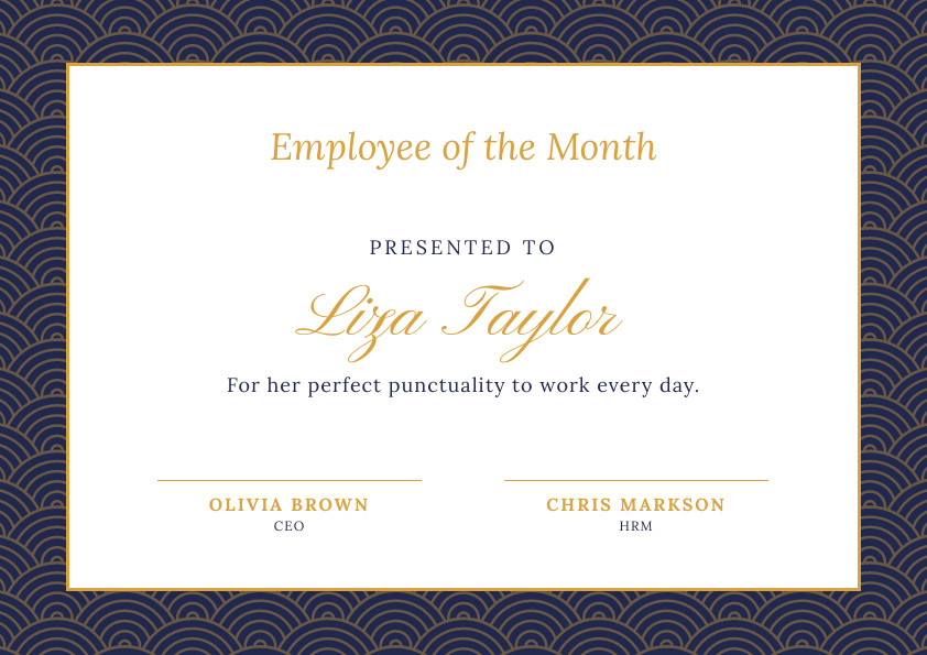 Liza Employee of the Month – Certificate Template 