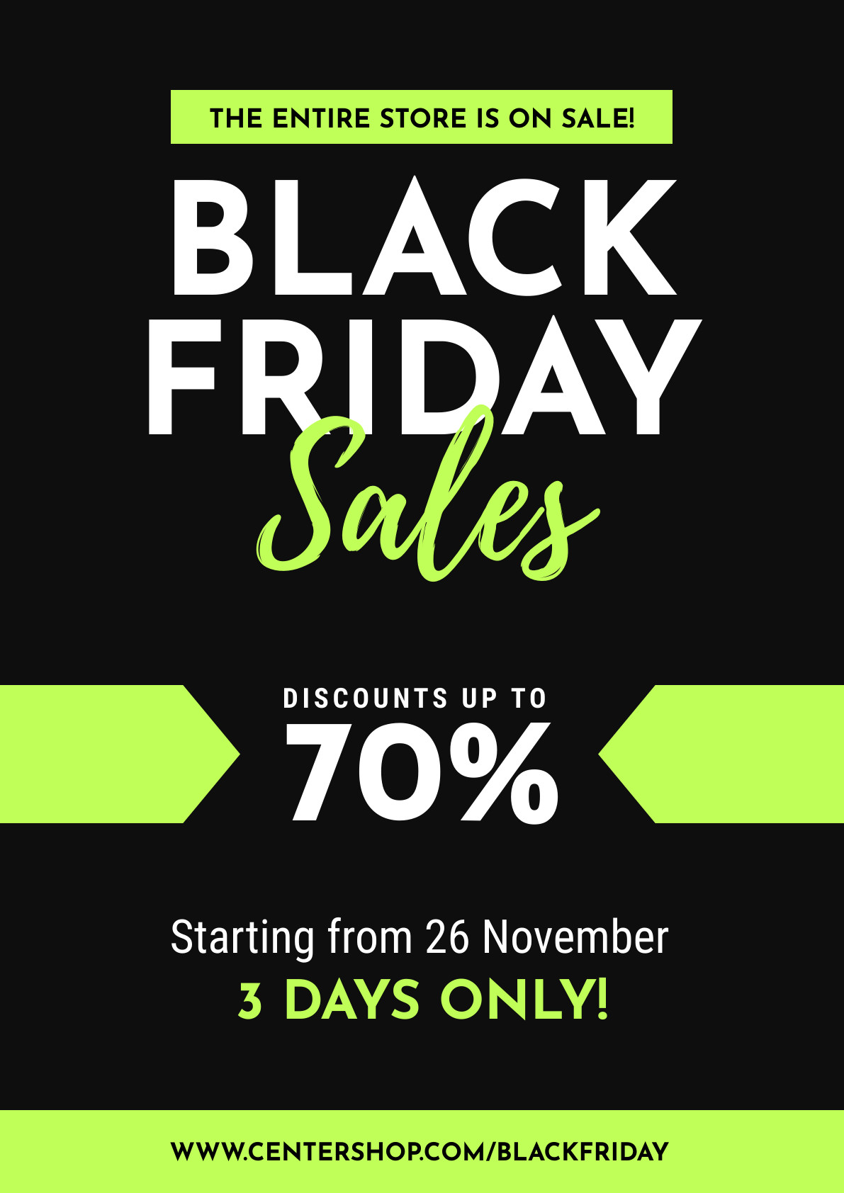 Black Friday Entire Store Sales 3 Days Only Poster