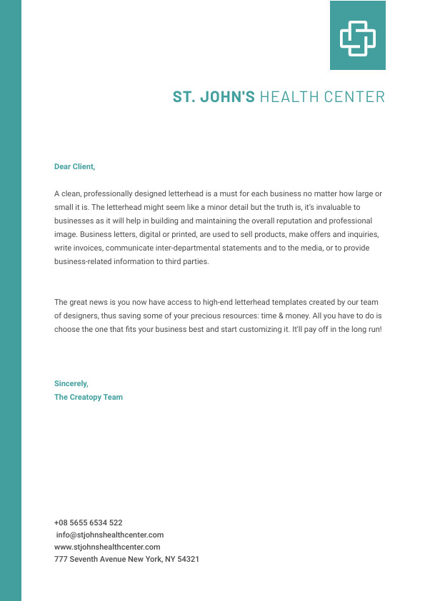 Health Center Letterhead Template 595x842