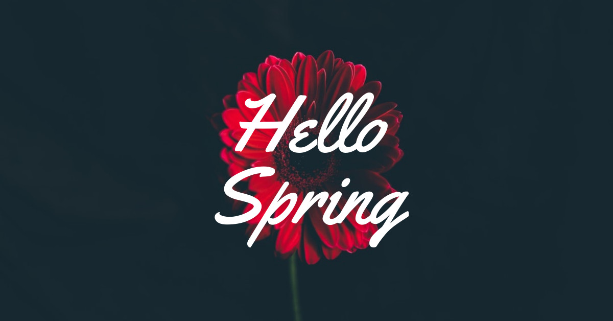 Hello Spring Red Flower Responsive Landscape Art 1200x628