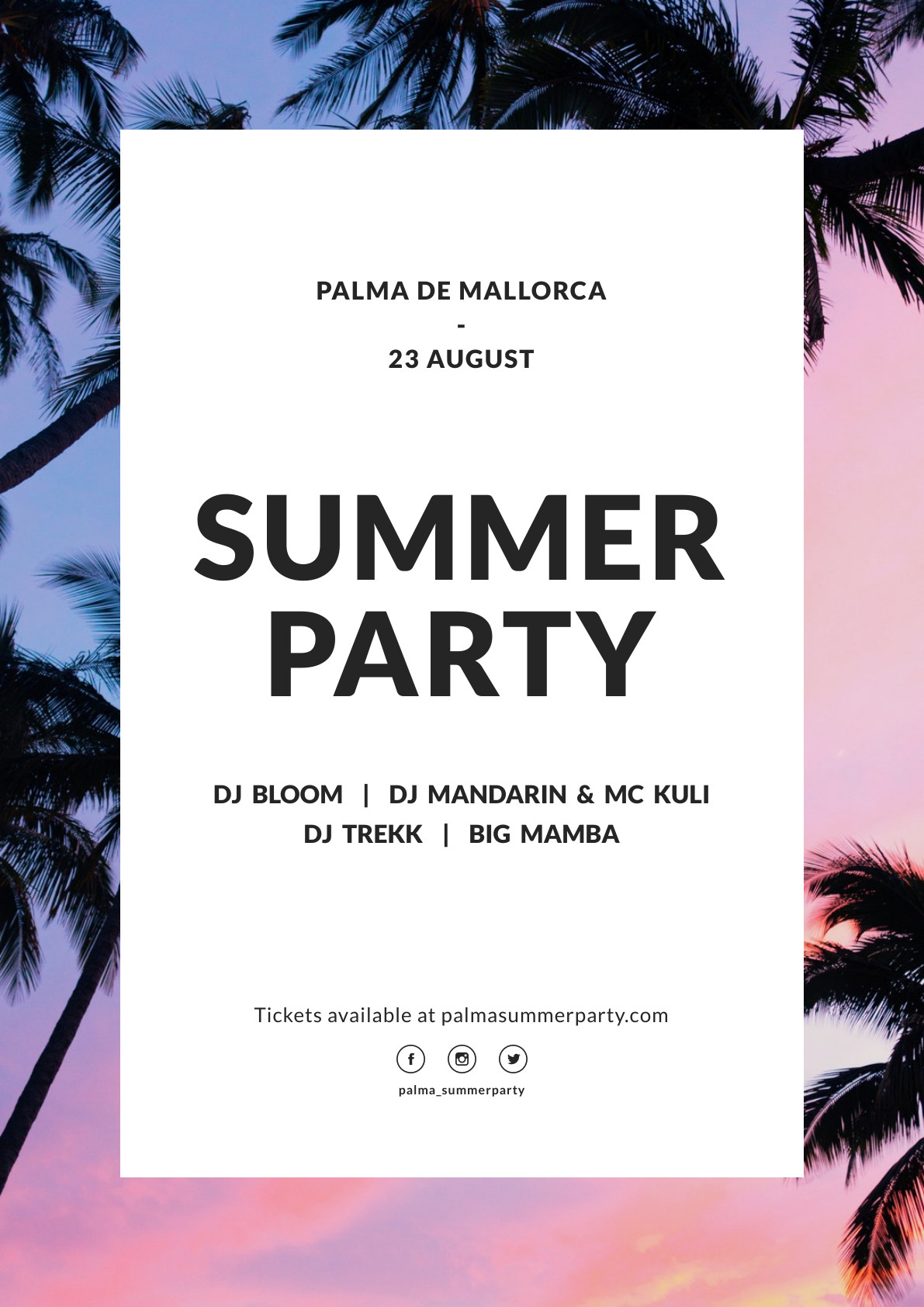 Palma de Mallorca Party – Poster Template 1191x1684