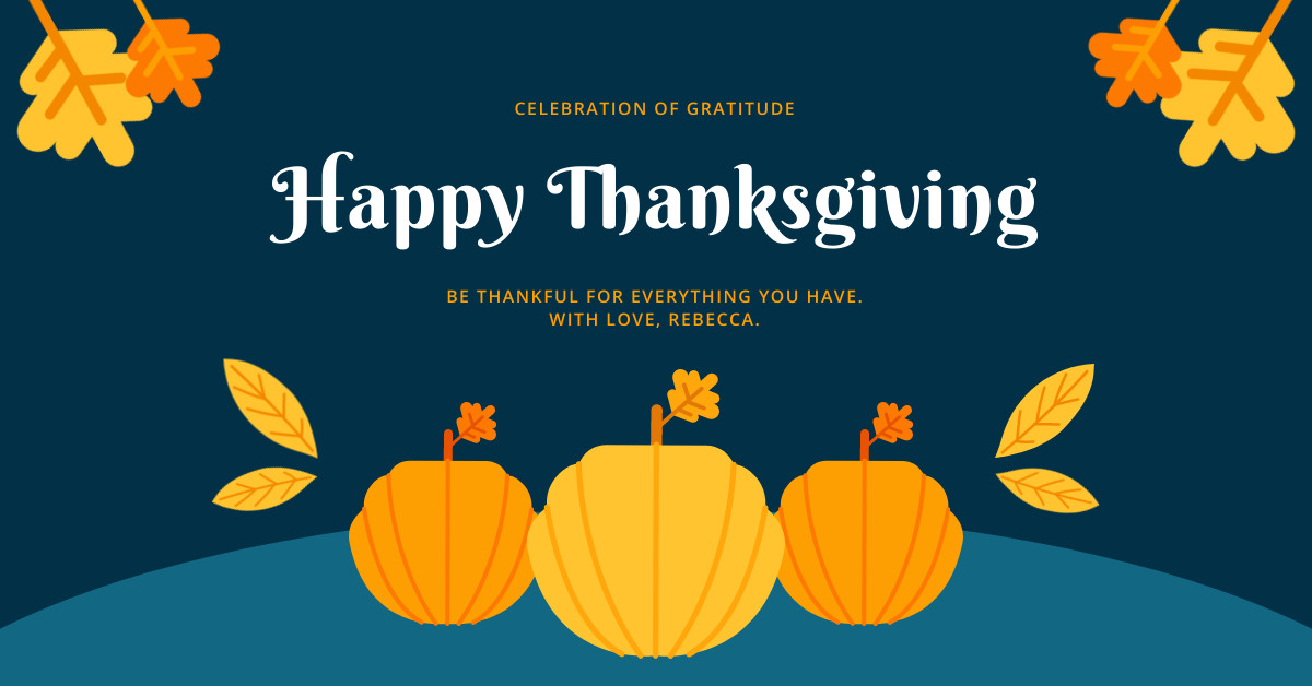 Thankful Thanksgiving Pumpkin  Responsive Landscape Art 1200x628