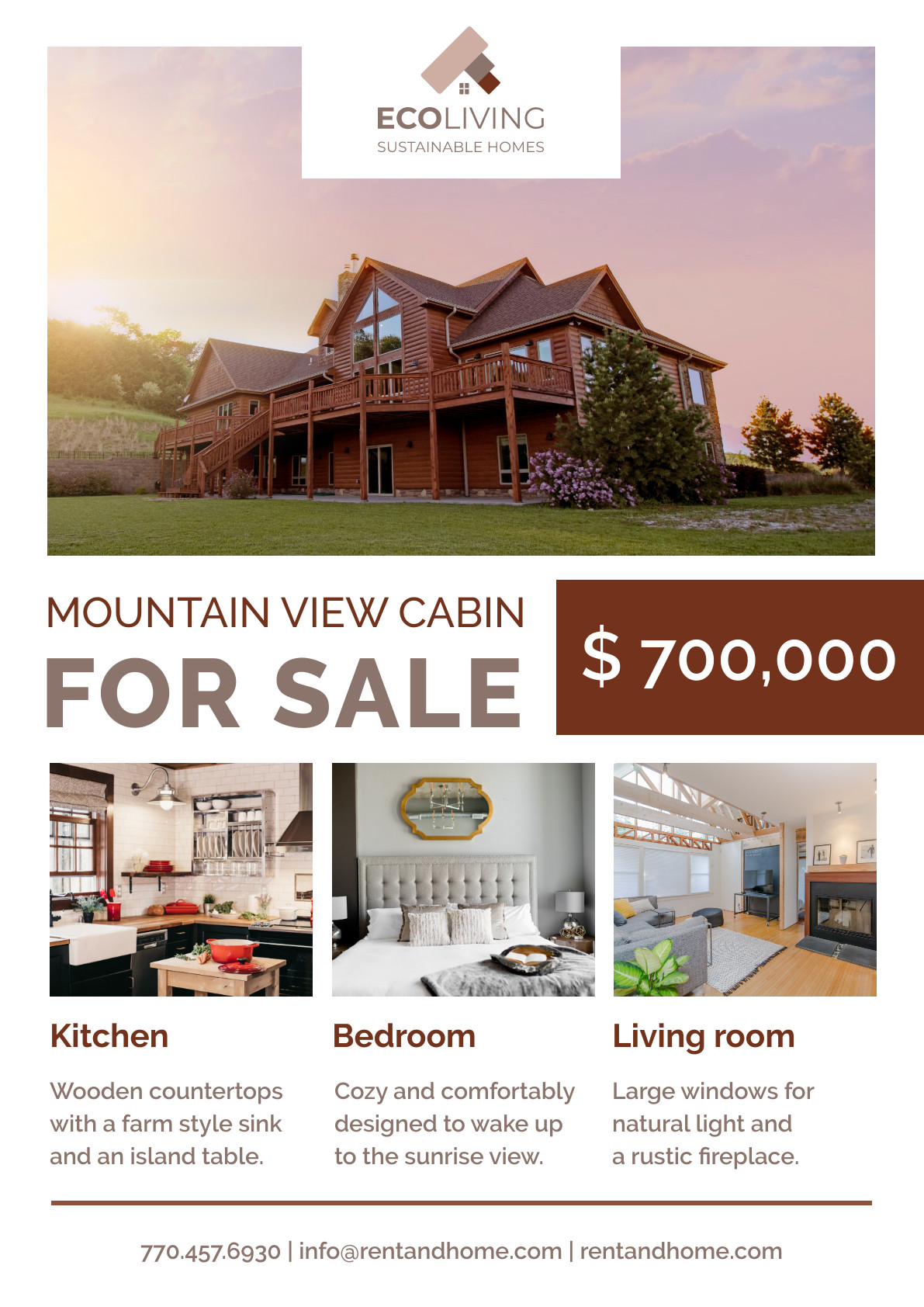 Mountain View Cabin – Poster Template 
