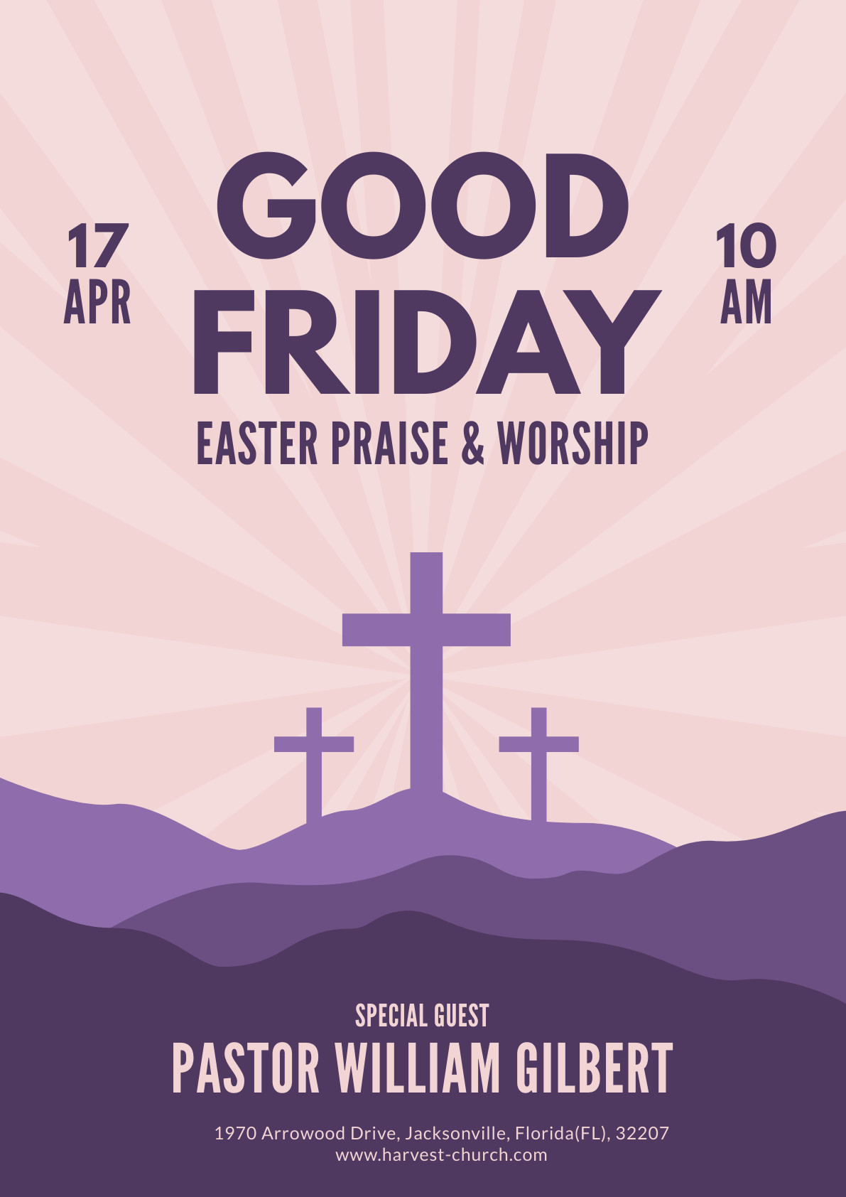 Good Friday Worship Cross Illustration – Poster Template 