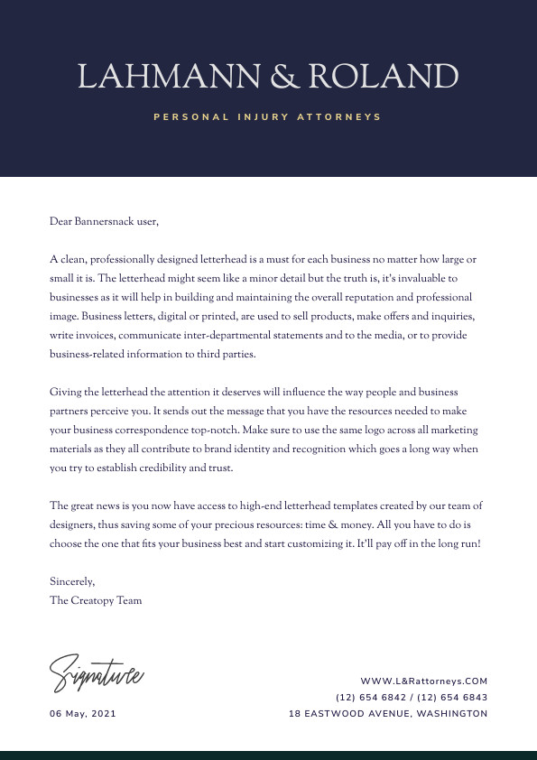 Personal Injury Attorneys – Letterhead Template