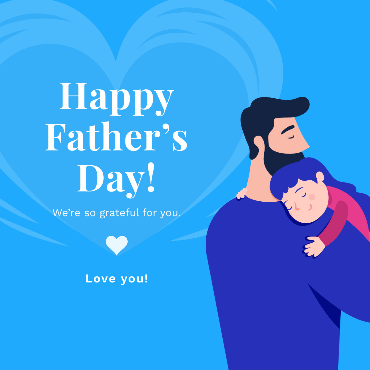 Happy Blue Father's Day Daughter Responsive Square Art 1200x1200