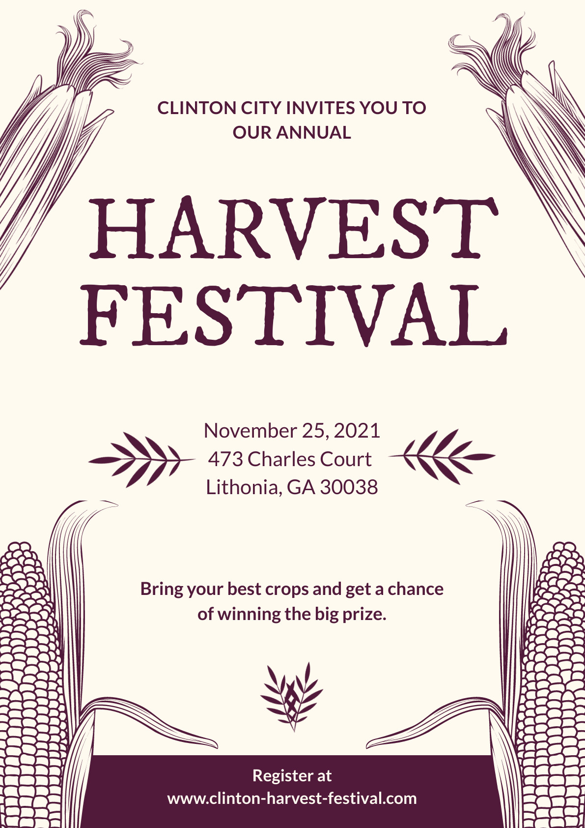 Thanksgiving Clinton Harvest Festival Poster 1191x1684