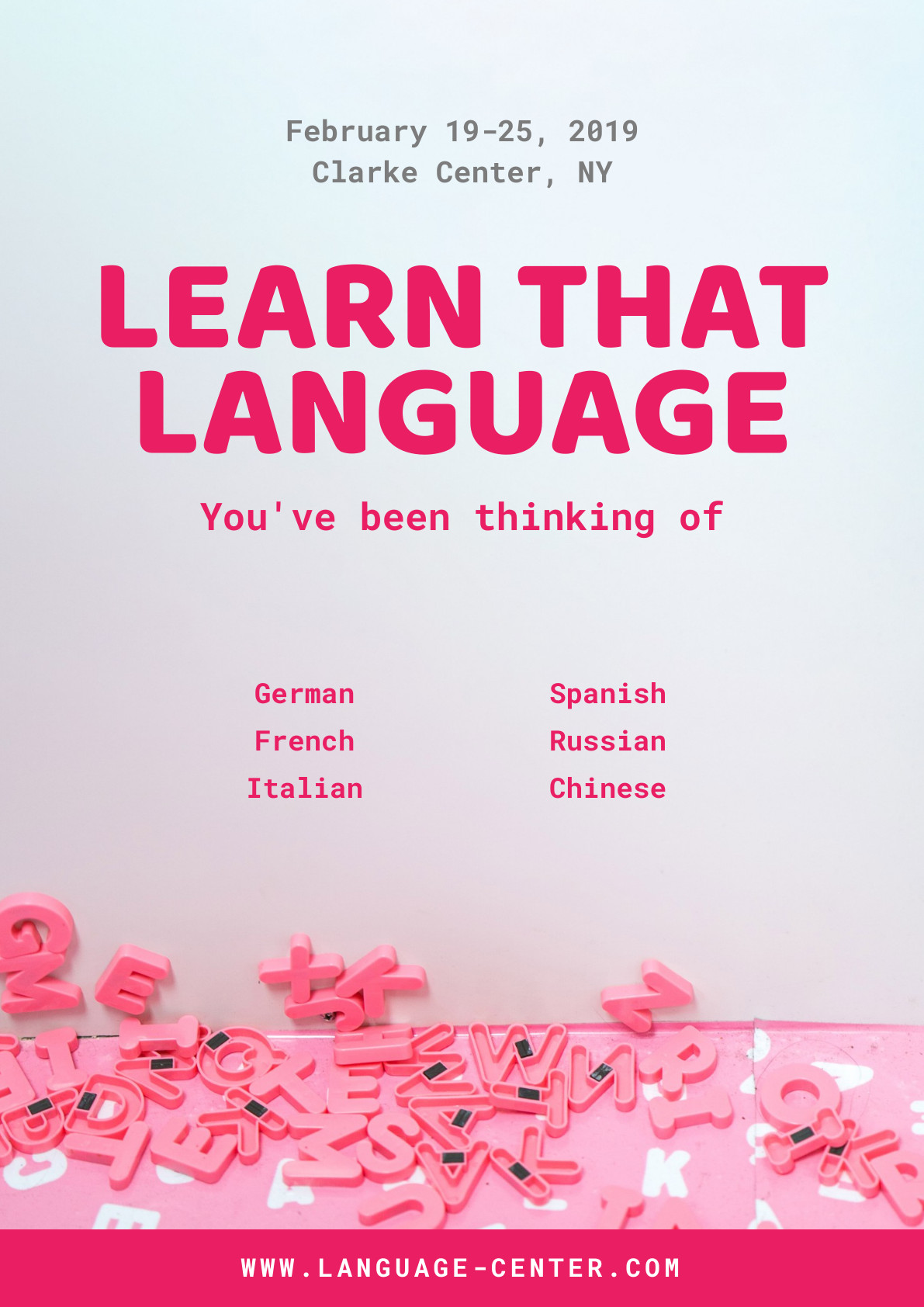Learn That Pink Language – Poster Template