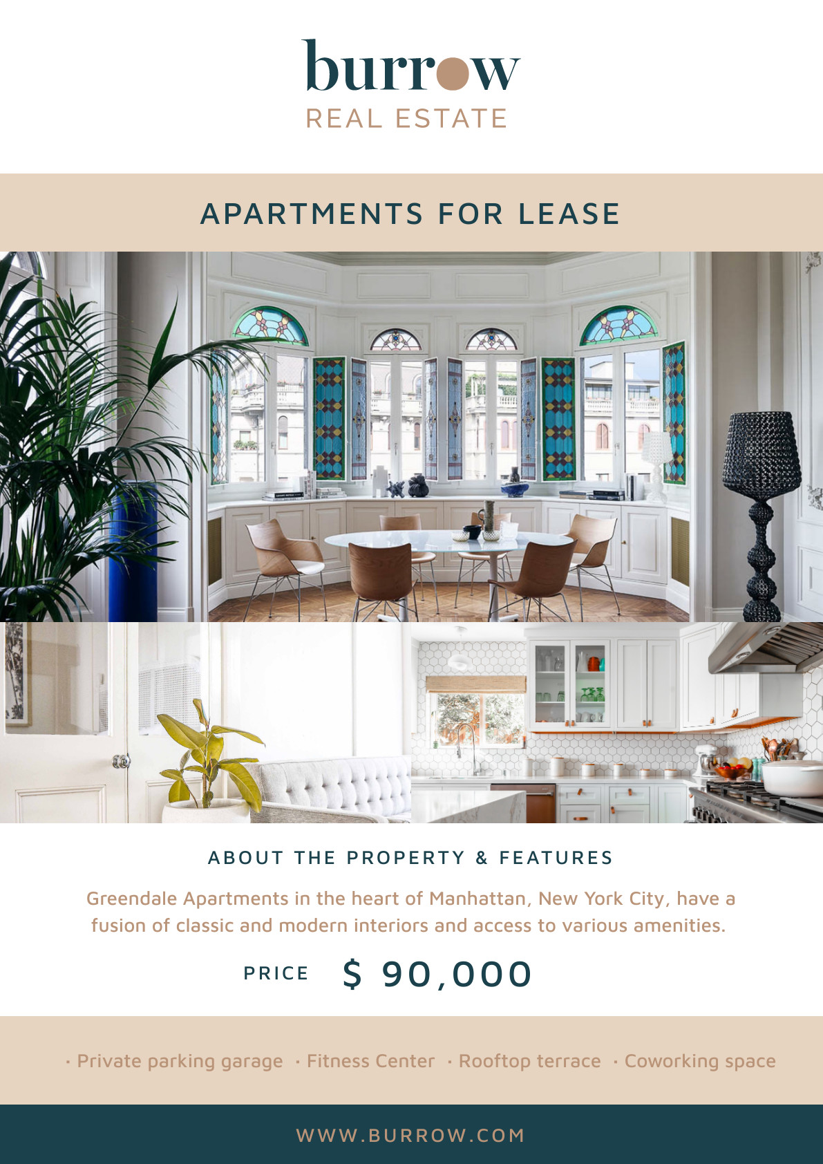 Burrow Apartments for Lease – Poster Template