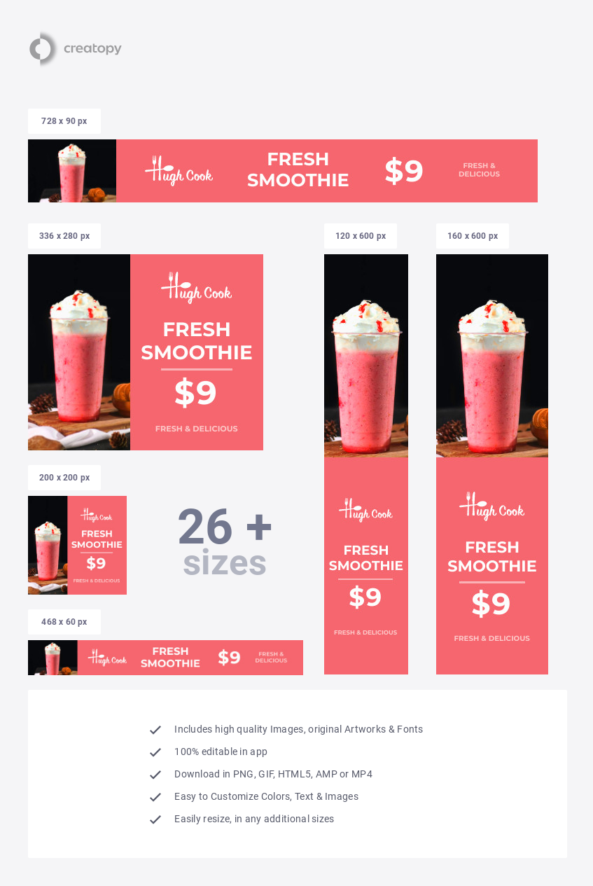 Fresh Strawberry Smoothie Deal - display