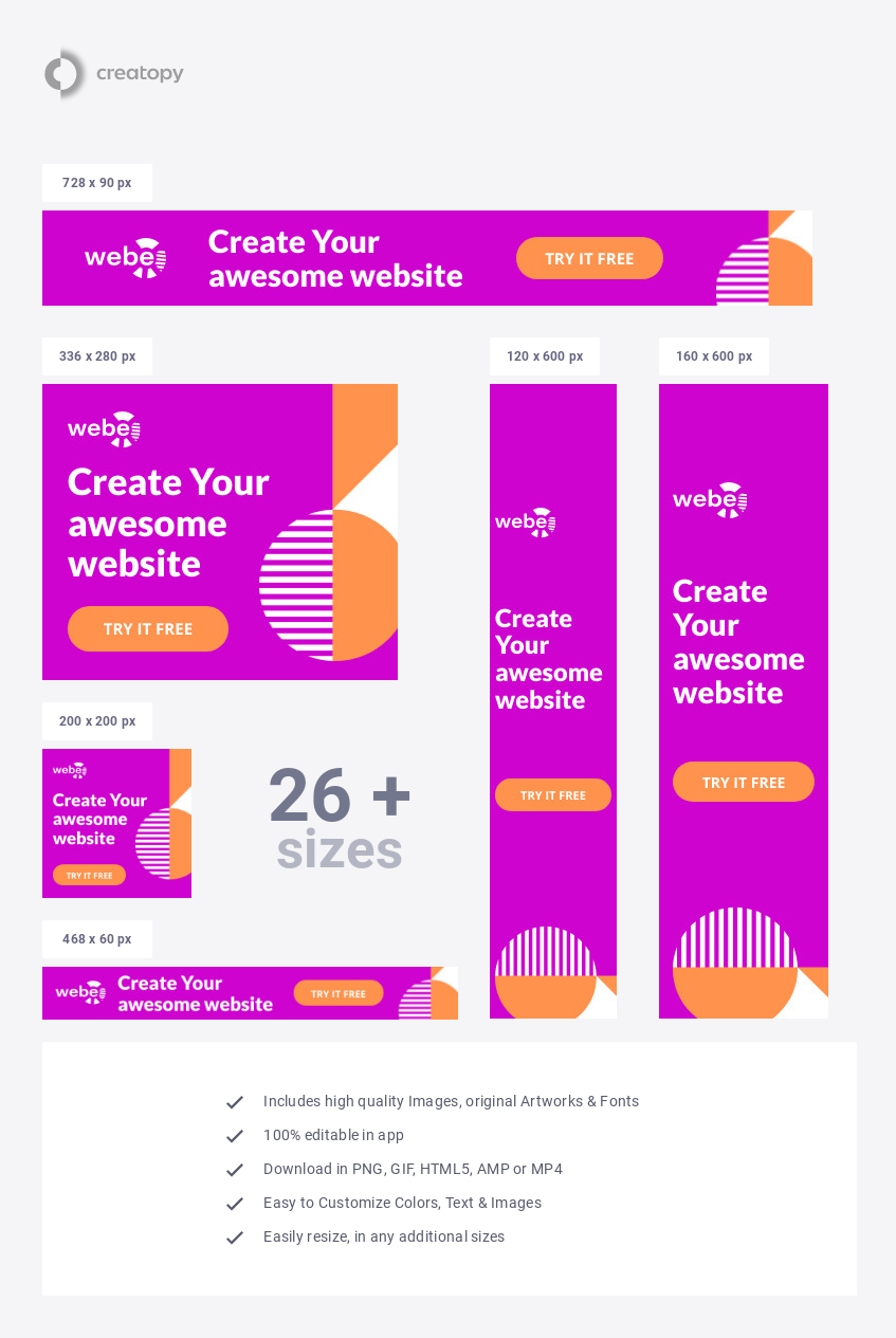 Create Your Awesome Website Offer Ad Template - Creatopy