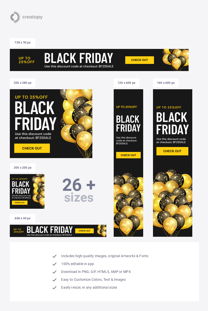 Gold Balloon Black Friday Discount - display