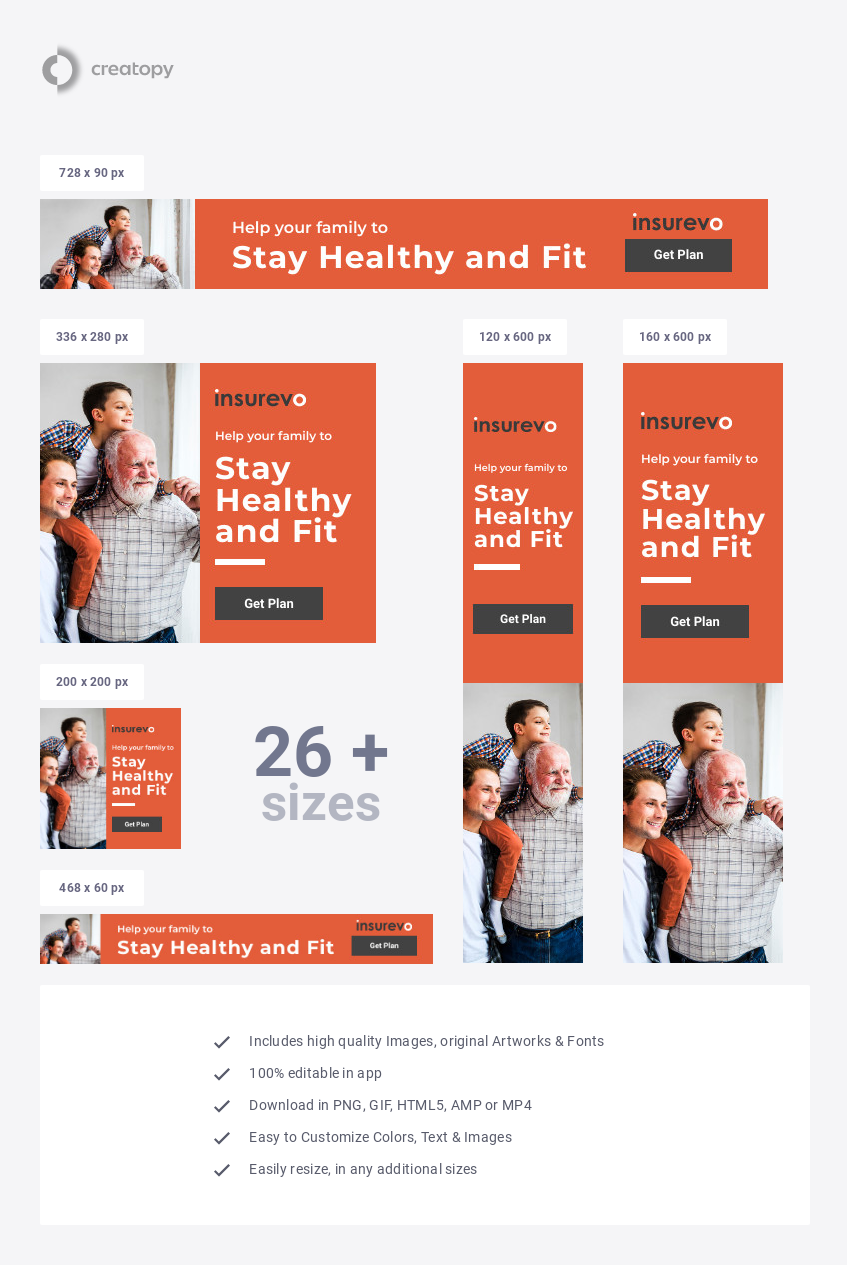 Healthy and Fit Family Insurance - display