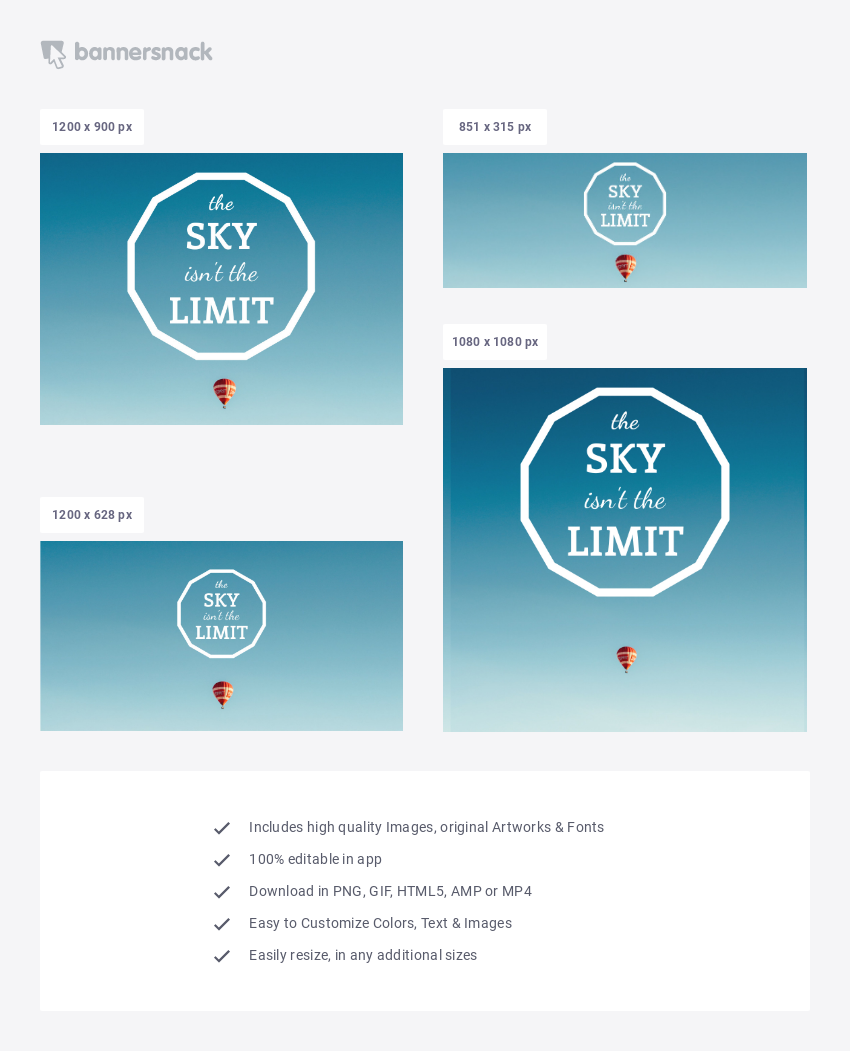 Travel Sky Is The Limit Ad Template - social