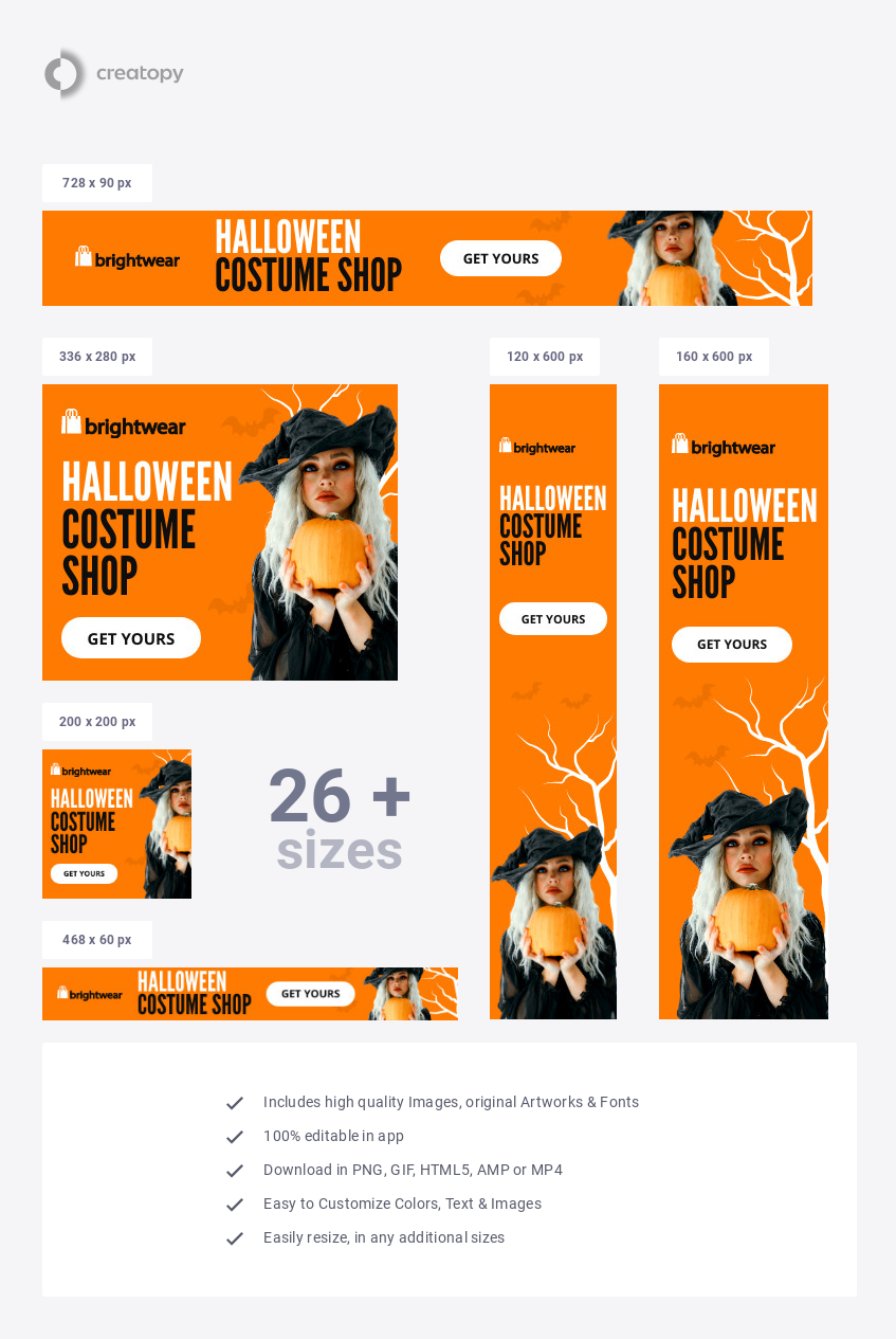 Orange Halloween Costume Shop - display