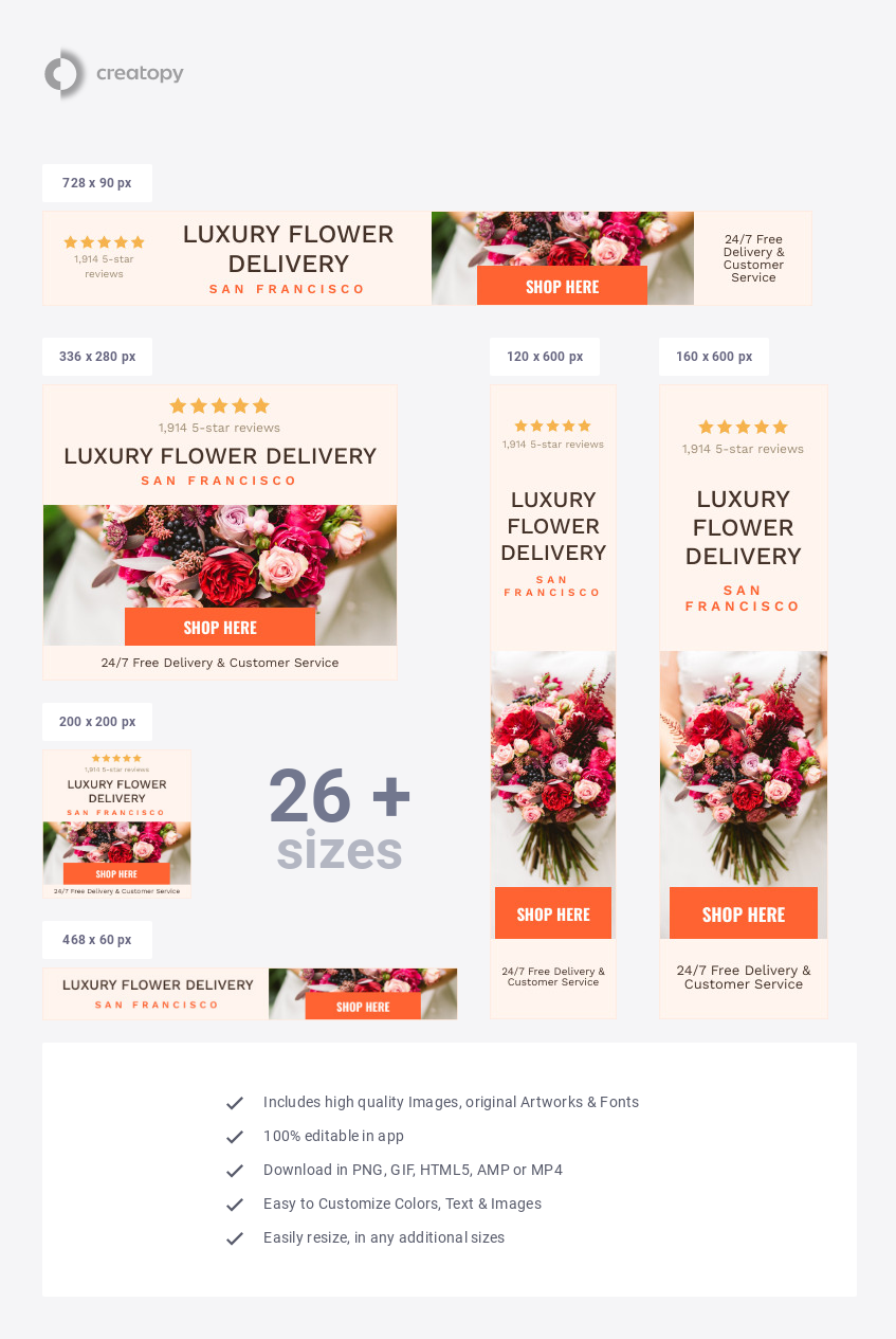 Luxury Flower Delivery Ad Template - Creatopy