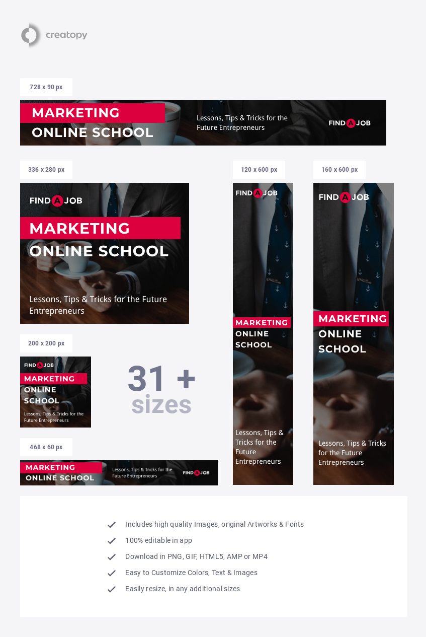 Find a Job Marketing Online School - display