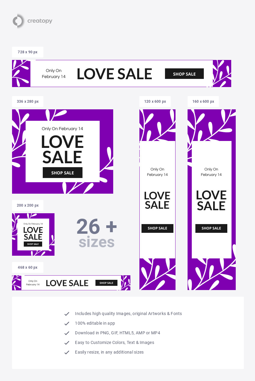 Valentine's Day Purple Love Sale - display