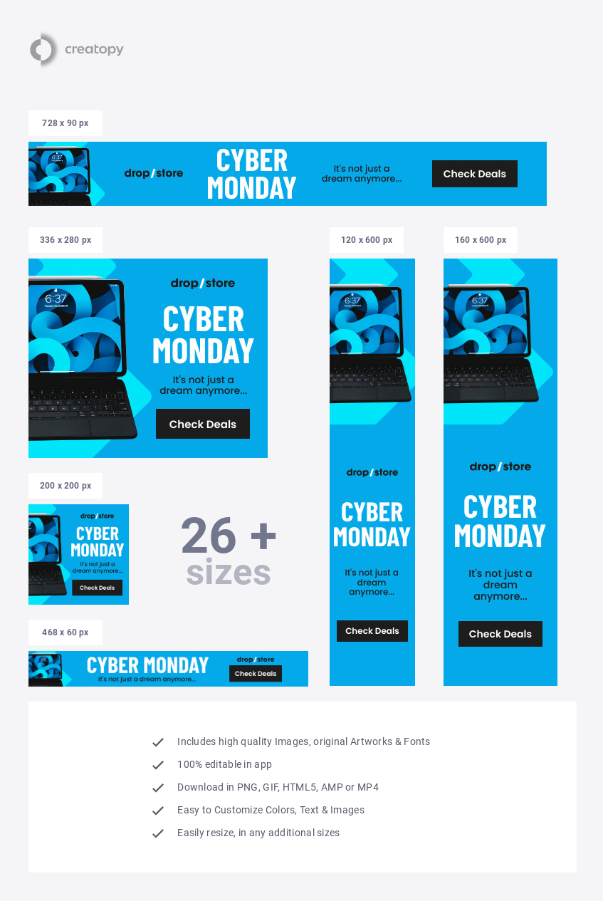 Cyber Monday Blue Laptop Dream - display