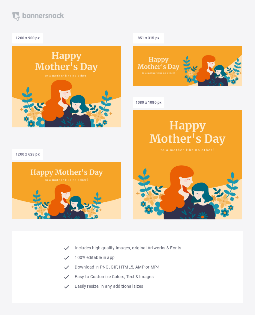 Colorful Happy Mother's Day Illustration - social