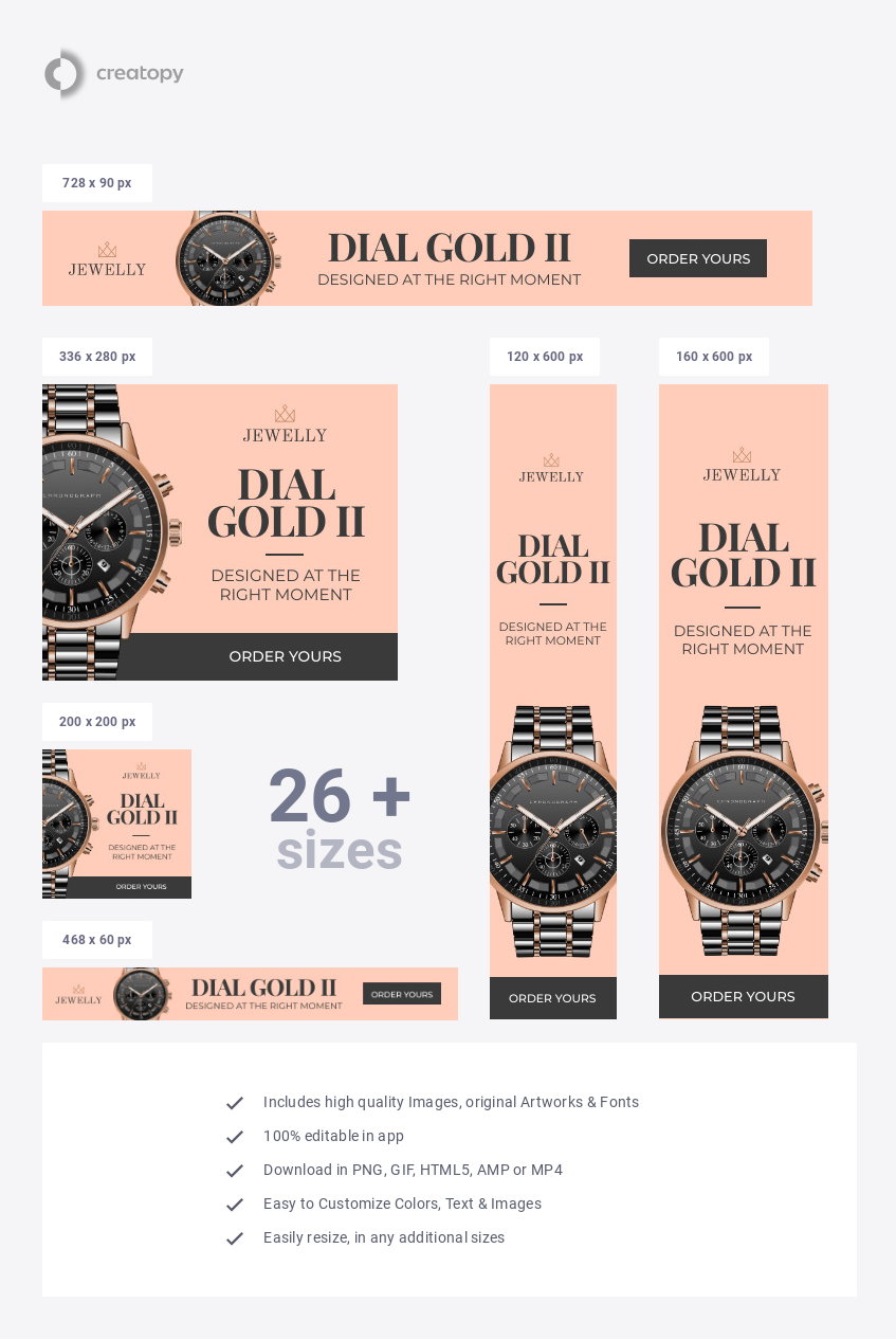 Dial Gold Elegant Watch - display