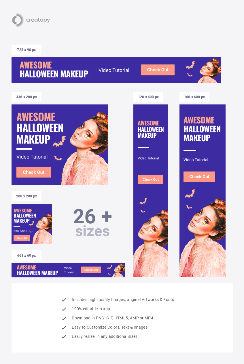 Awesome Halloween Makeup Tutorial Ad Template - Creatopy