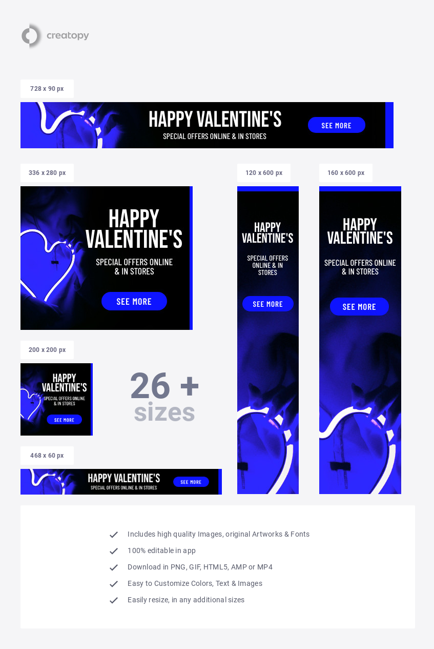 Blue Happy Valentine's Day Offers - display