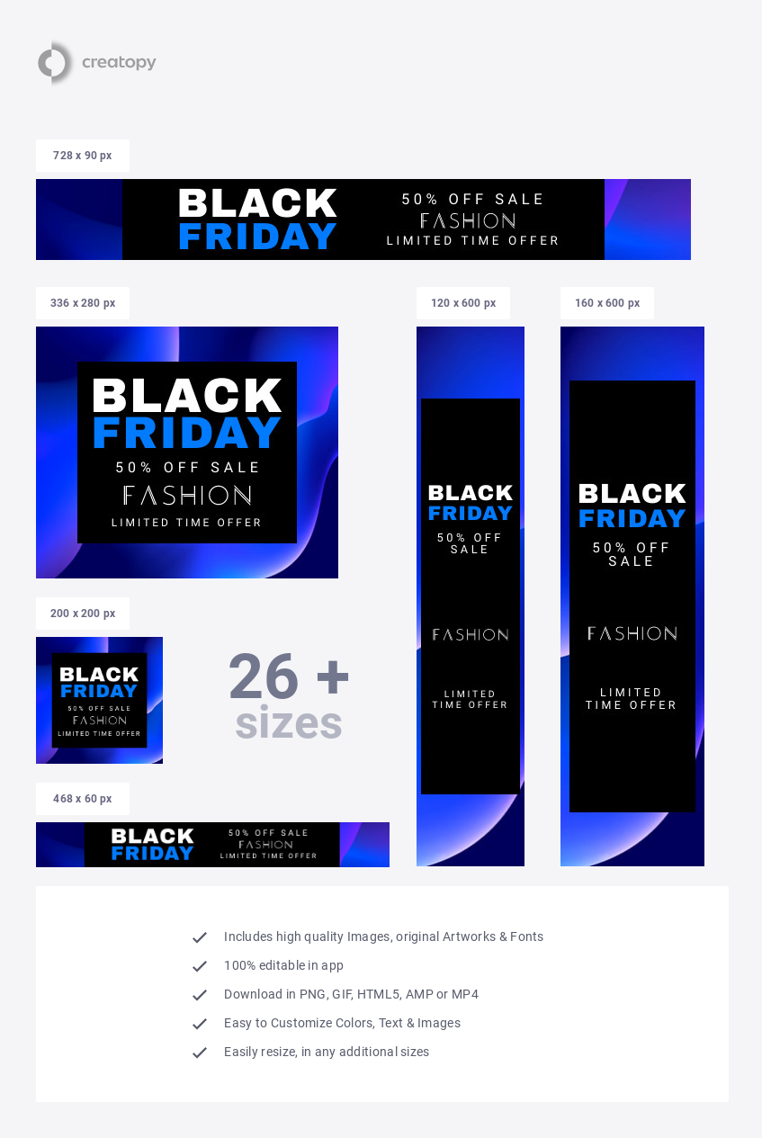 Black Friday 50 Blue Fashion Sale - display