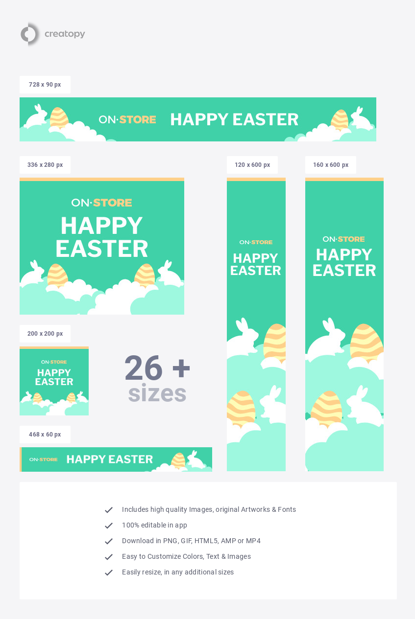 Happy Easter Bunny in Clouds - display