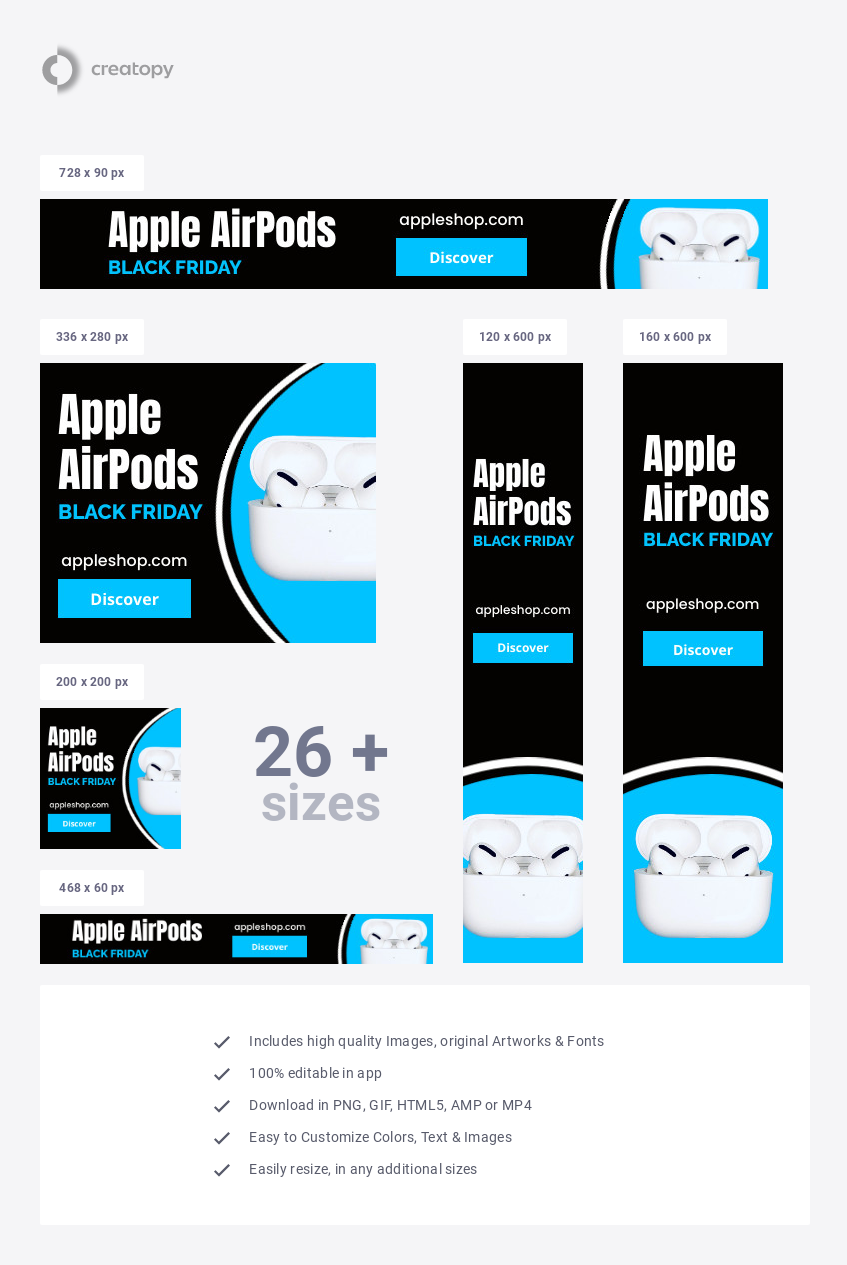 Apple AirPods Black Friday Ad Template Creatopy