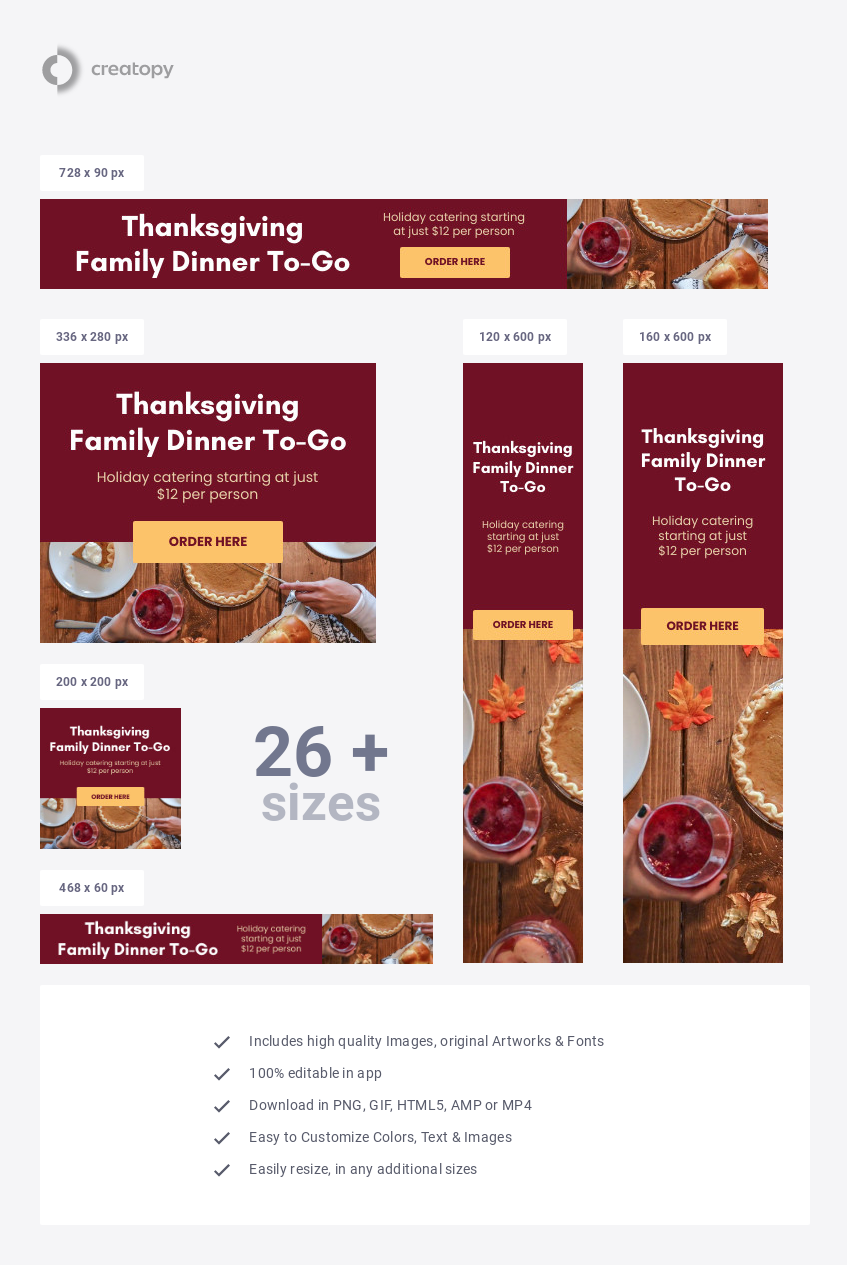 Thanksgiving Family Dinner To Go  - display